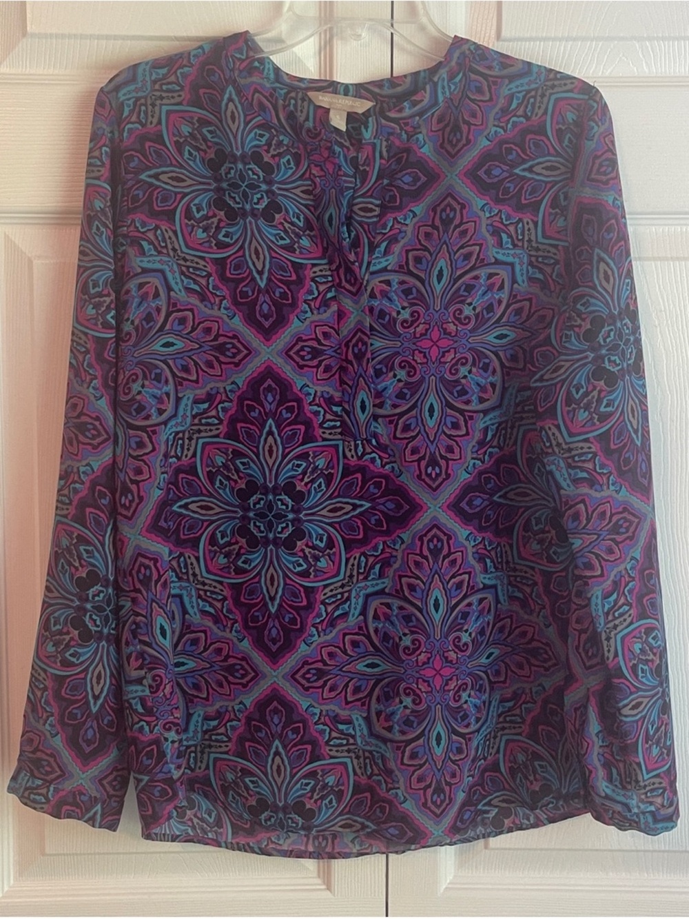 Banana Republic Multicolored Medallion Print Long Sleeve Blouse Size Small